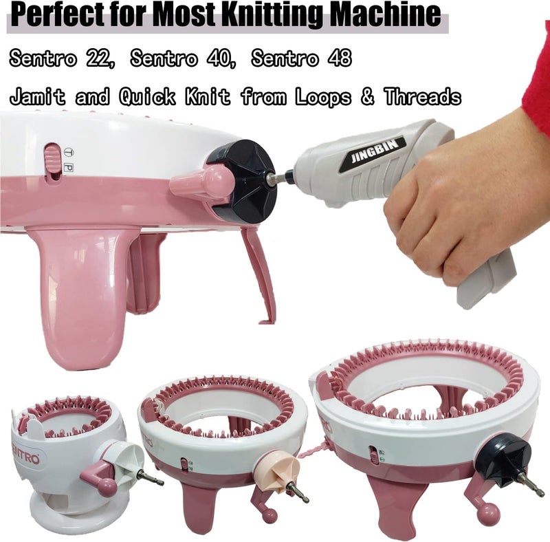 JINGBIN Knitting Machine Drill Attachment for Sentro Knitting Machine Adapter 3 Quick Knit Power Adapter for Sentro 22 Sentro 40 Sentro 48 Jamit Loom Crochet Machines Crank Handle Adapter - Image 3